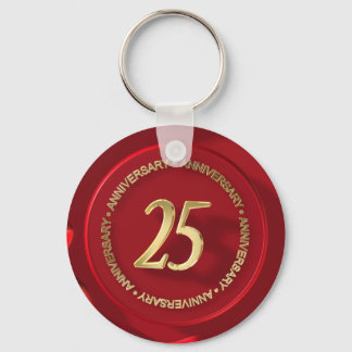 Chaveiro foca de cera vermelha de 25 aniversário