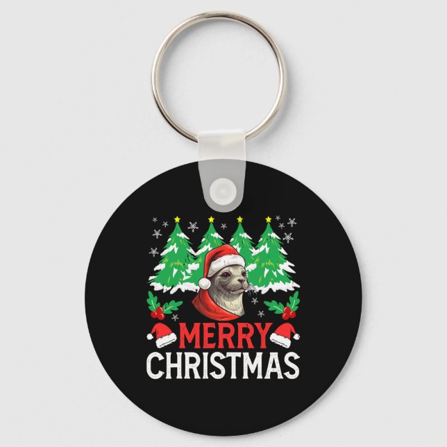 Chaveiro Foca Ikal Roupa de Natal de Natal Festa de Natal (Frente)