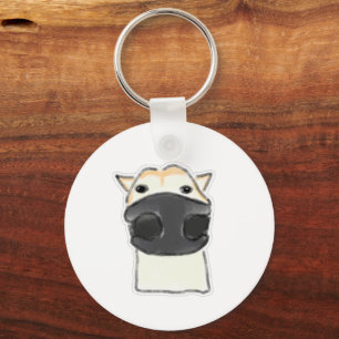 Chaveiro Focinho de Cavalo Engraçado Desenho à Mão