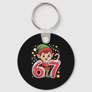 Chaveiro Fofa Elfa Seis Sete 6 7 Meme Roupa de Natal Engraç