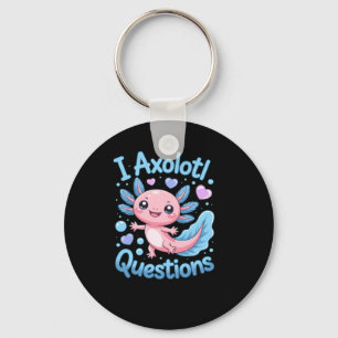 Chaveiro Fofo Kawaii Axolotl Perguntas Azul e Rosa