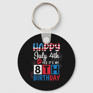 Chaveiro Fogo Feliz 4 de julho Sim É Meu 8º Aniversário 8