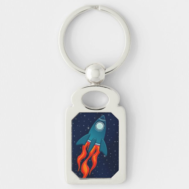 Chaveiro Foguete Espacial Fofo e Design de Espaço Sideral (Frente)