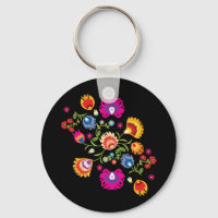 Folclore polonês com flores rosa