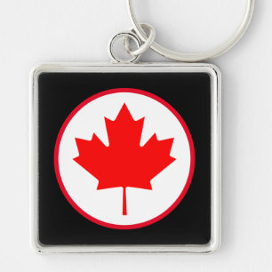 Chaveiro Folha de Bordo de Maple Canadense Brilhante Círcul