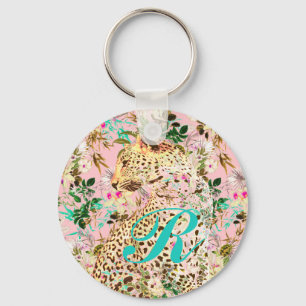 Chaveiro Folha de impressão do leopardo tropical do Havaí