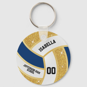 Chaveiro Folha Dourada personalizada, voleibol branco e azu