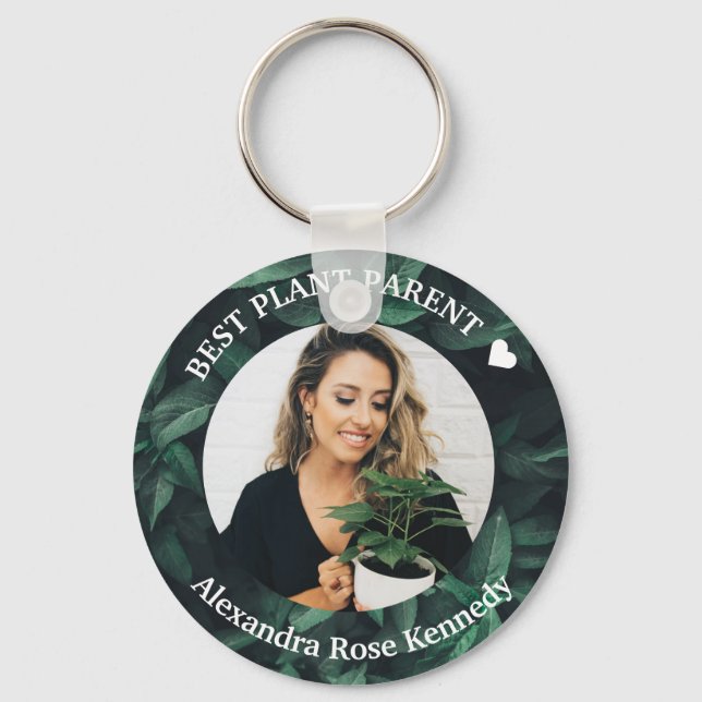 Chaveiro Folha Verde do Pai da Melhor Planta Foto Personali (Frente)