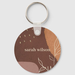 Chaveiro Folhagem de folhas laranja Elegante, Abstrato, cor