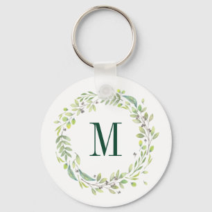 Chaveiro Folhagem de Verão de Monograma Floral Personaliza