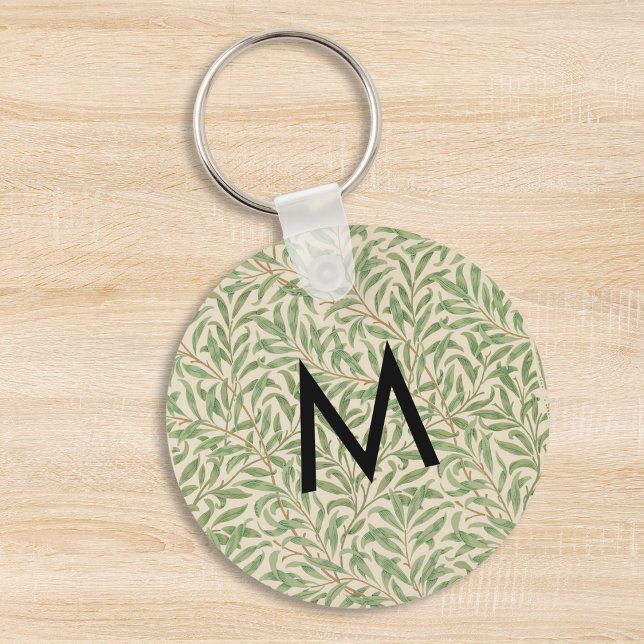 Chaveiro Folhas Botânicas Selvagens William Morris Monogram (A monogrammed keyring with William Morris Willow Bough pattern)
