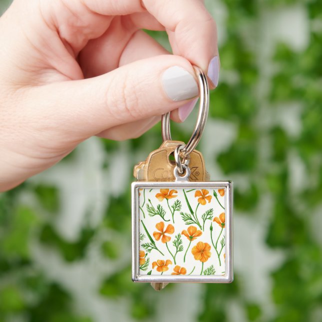 Chaveiro Folhas da Califórnia, flores no verão, verdinho (Mão)