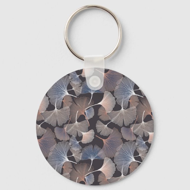 Chaveiro Folhas de Ginkgo: padrão natural elegante. (Frente)