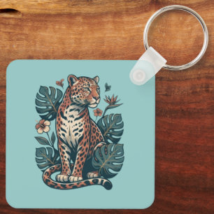 Chaveiro Folhas de Leopardo Tropical Vintage & Monstera