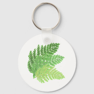 Chaveiro Folhas de madeira de corante-d-água verde Elegante