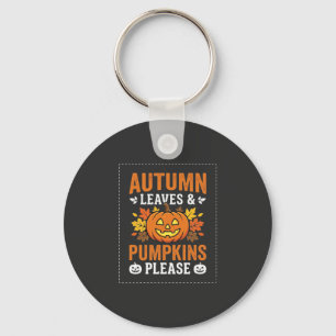 Chaveiro Folhas de Outono Abóbora Desenho de Halloween