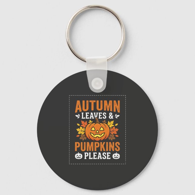 Chaveiro Folhas de Outono Abóbora Desenho de Halloween (Frente)