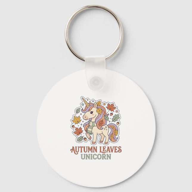 Chaveiro Folhas de Outono Unicórnio Design Gráfico de Merch (Frente)