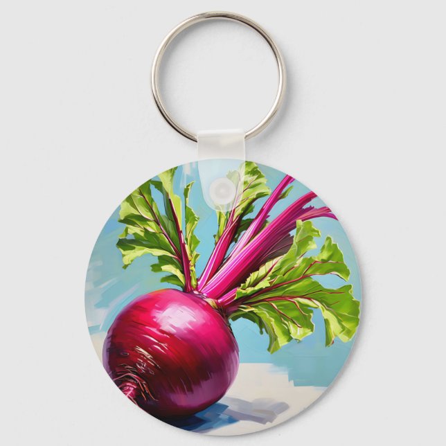 Chaveiro Folhas Magenta de Beterraba Vibrantes (Frente)