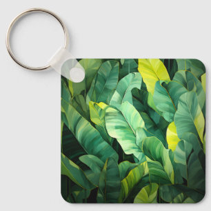 Chaveiro Folhas Tropicais Botânica Abstrata Selva Natureza