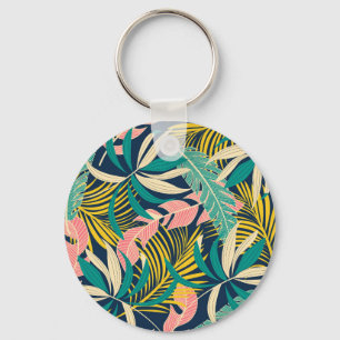 Chaveiro Folhas tropicais coloridas: padrão de verão.