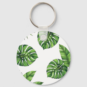 Chaveiro Folhas Tropicais de Monstera Padrão Sem Costura Ve