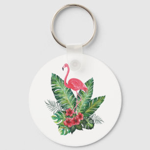 Chaveiro Folhas tropicais Flamingo