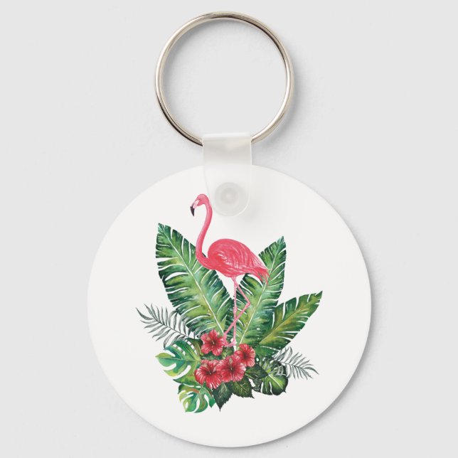 Chaveiro Folhas tropicais Flamingo (Frente)