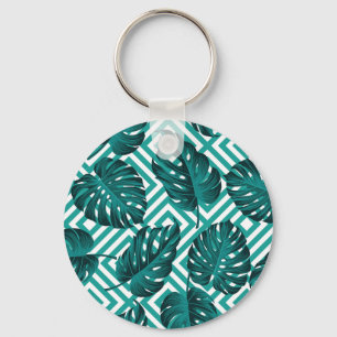 Chaveiro Folhas Tropicais: Padrão Invisível Floral.