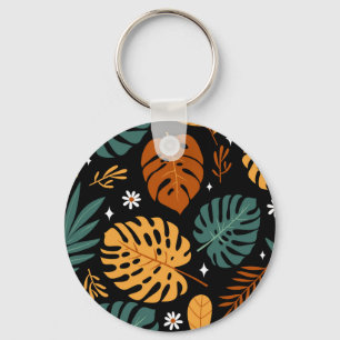 Chaveiro Folhas Tropicais: Vintage Escuro Sem Olhos.