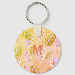 Chaveiro Folhetos de Abstrato, rosa e sábado, monogramas