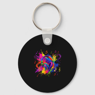Chaveiro Fones de ouvido coloridos com obra de arte de nota