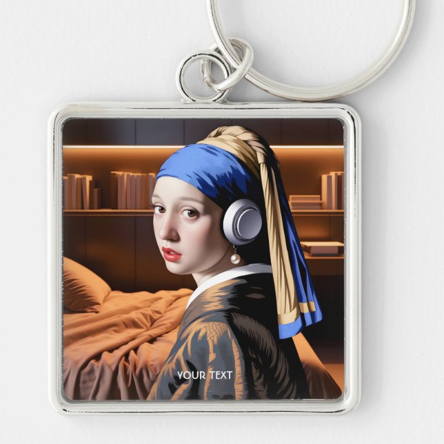 Chaveiro Fones de ouvido de Pérola de Menina Fantasia (Frente)