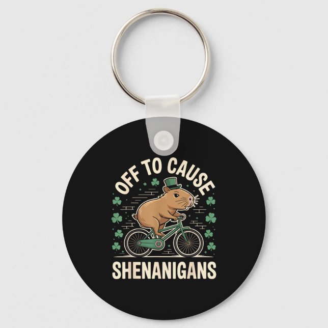 Chaveiro Fora para causar travessuras meme de capivara st p (Frente)
