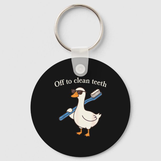 Chaveiro Fora para limpar os dentes ganso engraçado dentist (Frente)