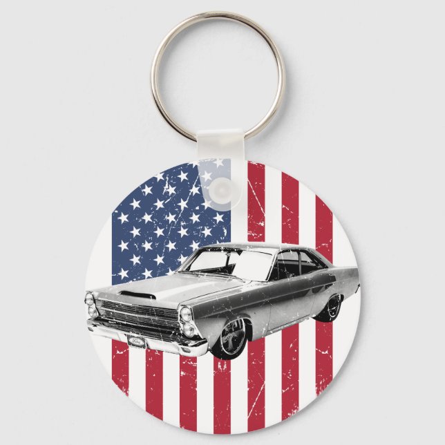 Chaveiro Ford Fair-lane bandeira americana (Frente)