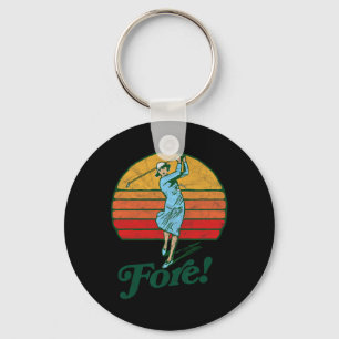 Chaveiro Fore! Golfe Feminino Vintage Retro Mulher Engraçad