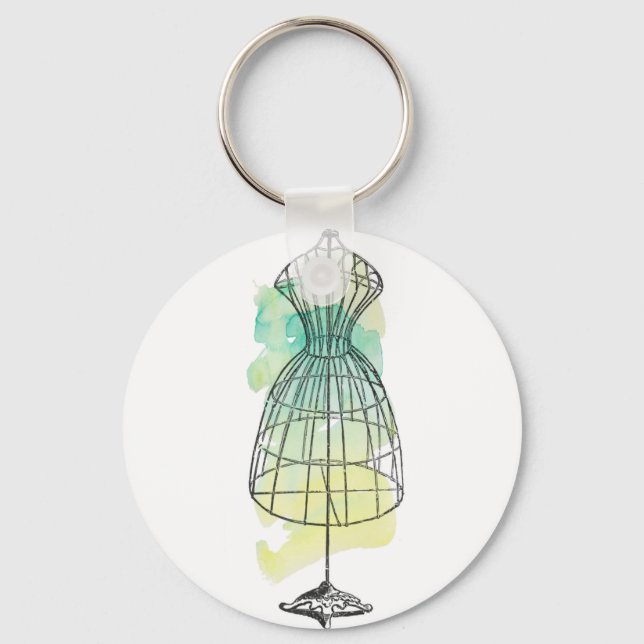 Chaveiro Forma de vestido em aquarela (Frente)