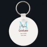Chaveiro Formando adiciona nome monograma verde rosa simple<br><div class="desc">design</div>