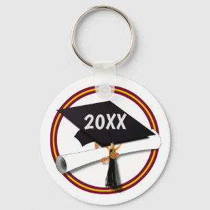 Chaveiro Formando Boné Coloração Dourada e vermelha