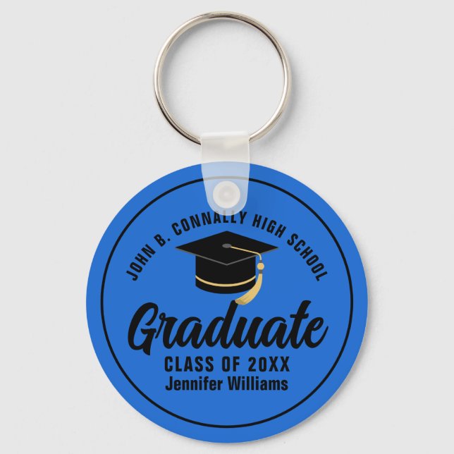 Chaveiro Formando Negro Azul Personalizado para Graduação 2 (Frente)