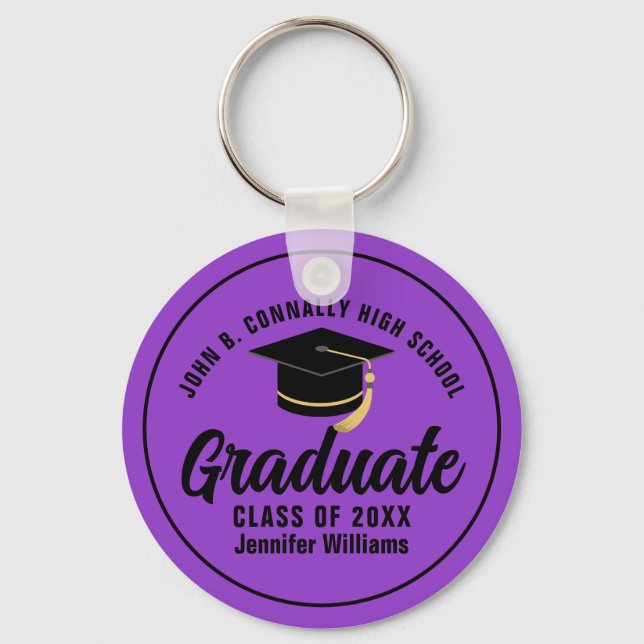 Chaveiro Formando Preto Roxo Personalizado para Graduação 2 (Frente)