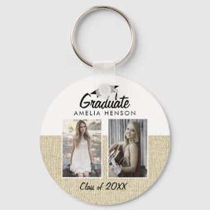Chaveiro Formando Rustic Beige Classe de 2 Fotos de Colagem