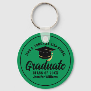 Chaveiro Formando Verde Preto Personalizado para a Graduaçã