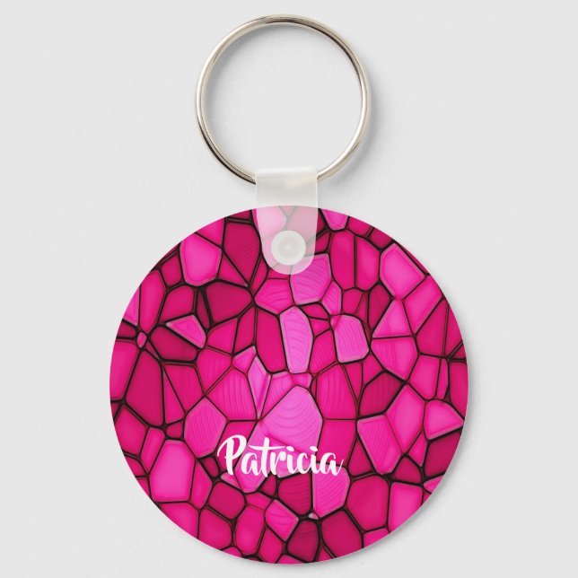 Chaveiro Formas de pedra cor-de-rosa padronizadas (Frente)