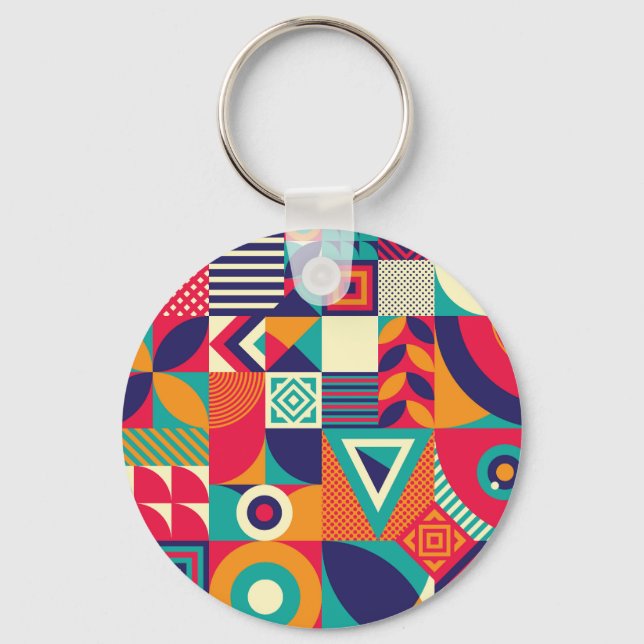Chaveiro formas geométricas de pop abstrato, padrão sem sol (Frente)