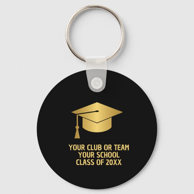 Chaveiro Formatura Personalizada Dourado e Preto  (Frente)