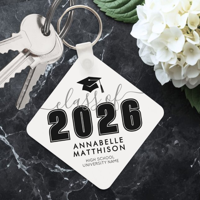 Chaveiro Formatura Preto e Branco (Black White Graduation keychain)
