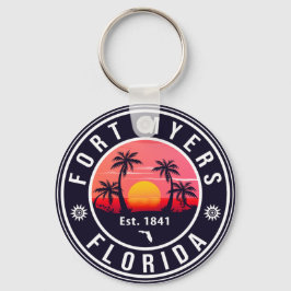 Chaveiro Fort Myers Beach Florida Retro Sunset Souvenirs