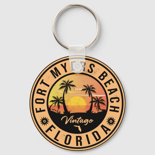 Chaveiro Fort Myers Beach Retro - Florida Retro Sunset (Frente)